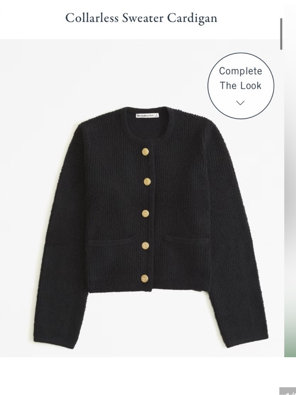 Collarless sweater cardigan
